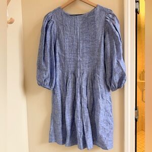 Clare v Francois Blue linen Dress size small like new originally $365
